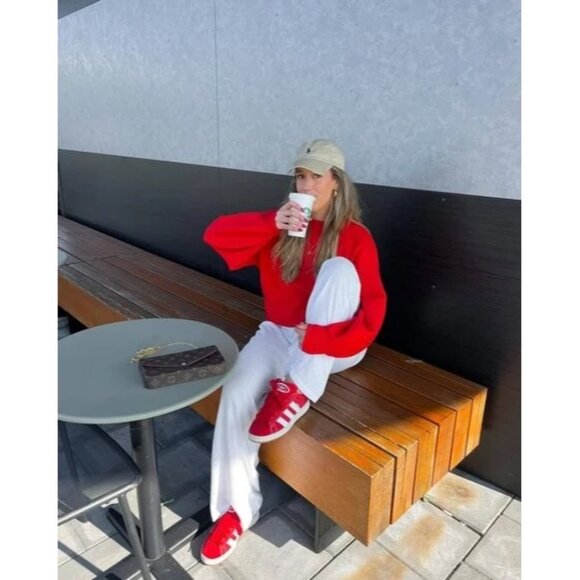 Loavies Cable Knit Born To Love Preppy Oversized Sweater Orange Women's Small - Picture 3 of 16